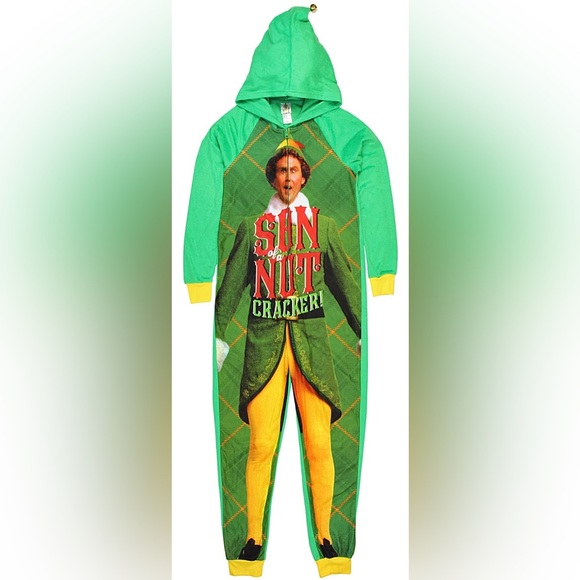 Buddy the Elf Women's Son of a Nutcracker Pajama Onesie. Size: Medium (8-10) - Picture 3 of 5
